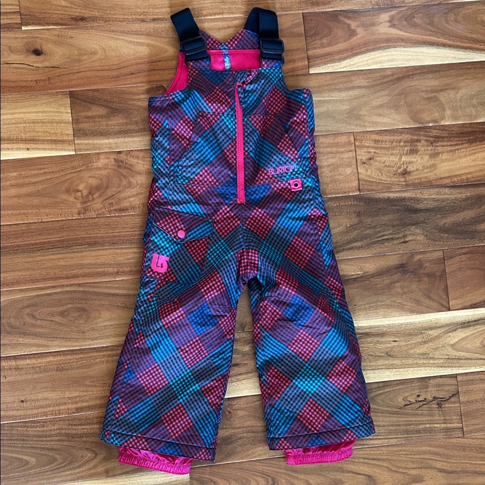 Burton Red and Blue Plaid Snow Bib Overalls
